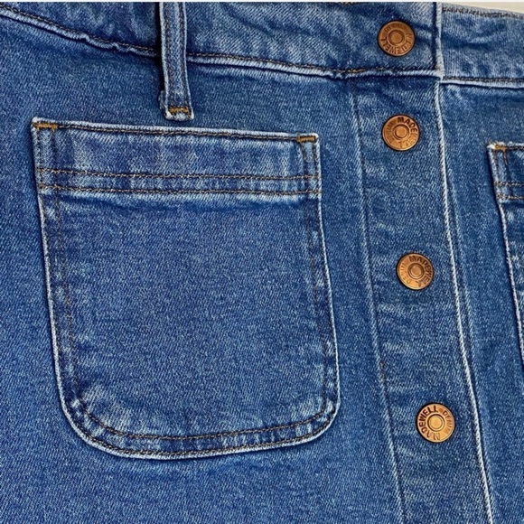 Madewell Denim Mini Skirt Retro Pocket Button Front Stretch Sz 28 - Picture 4 of 7